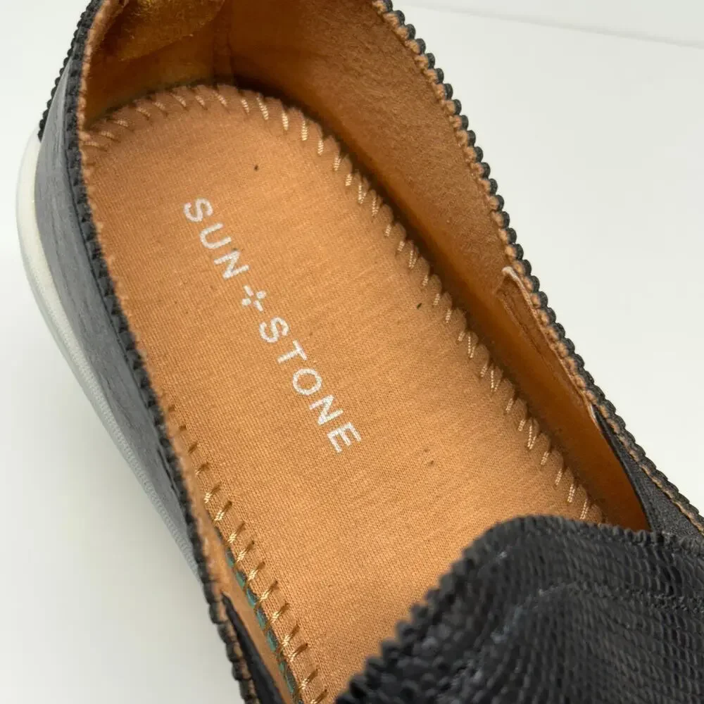 Sun + Stone Women Mariam Slip On Shoes Black Faux‎ Leather Size 11 Casual